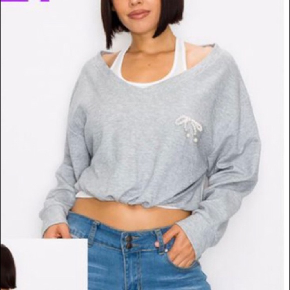 Long sleeve suéter top grey color, sizes S M L